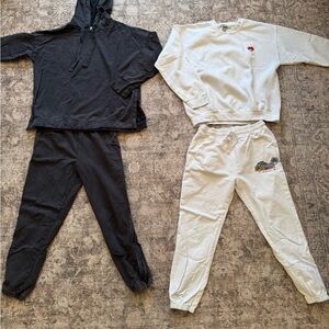 Bandier/American Eagle Black and White Sweatpants Set (L)